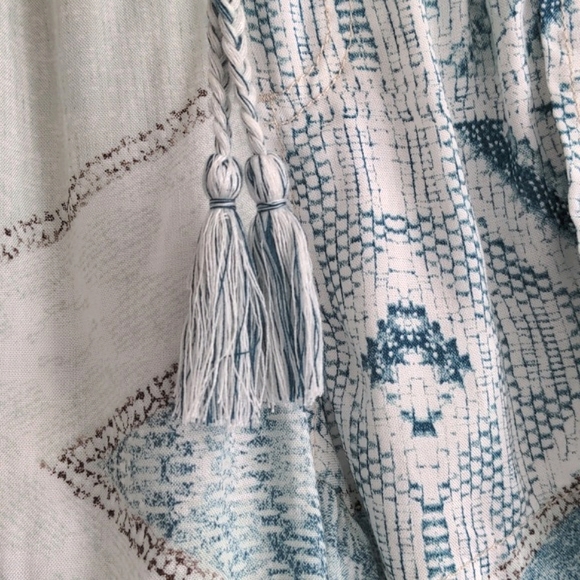 REWASH | Bohemian Pull On Shorts with Pockets, White & Blue, Womens M - Picture 6 of 10